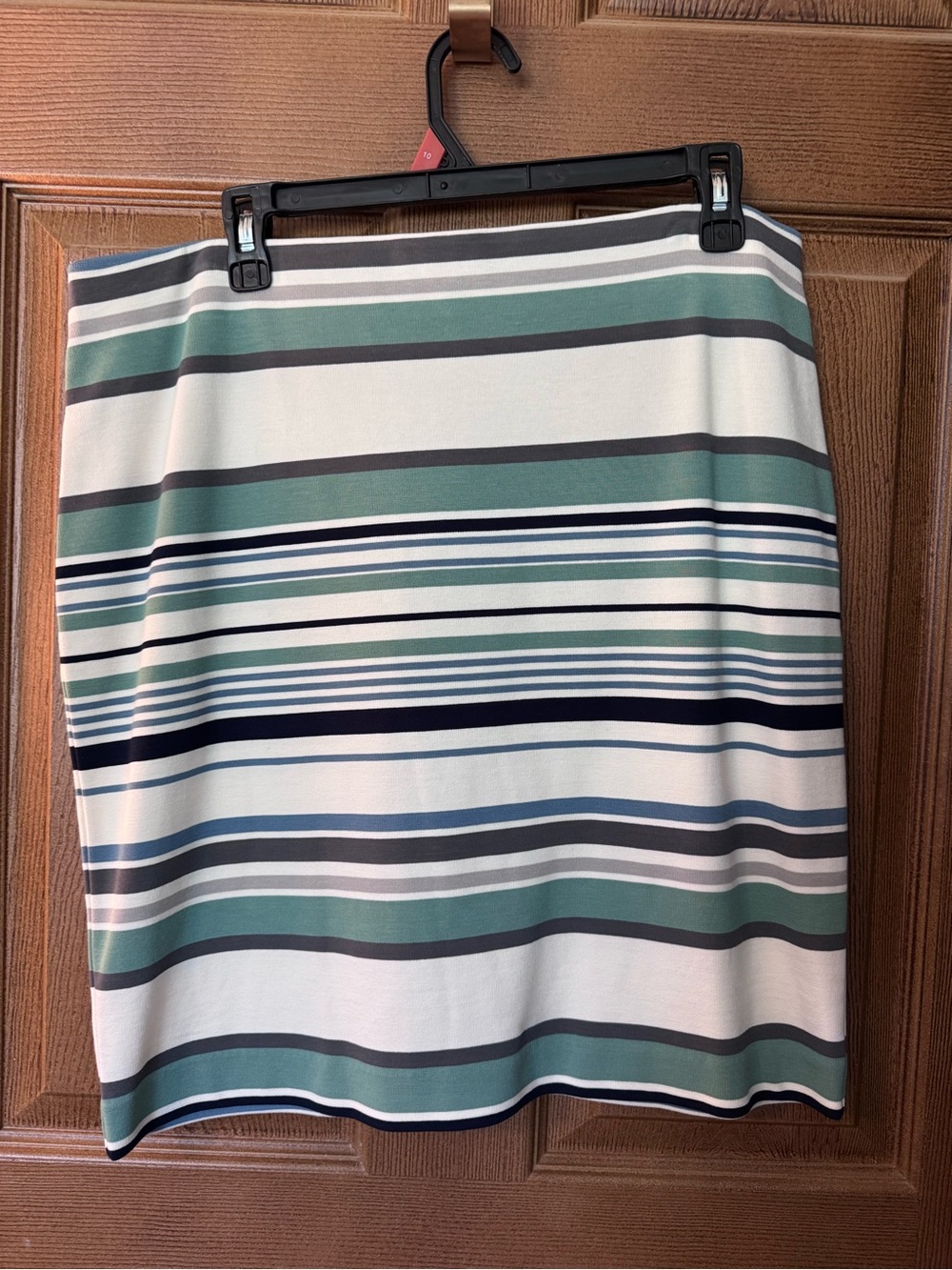 LOFT Women's Striped Knit Skirt in Mint Green, Gray, Cream and Navy Size PL